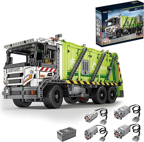 Technic Compression Rubbish Truck Building Blocks, 1468 Pieces Remote Control Model Kit, Compressed Garbage Truck Building Kit, Compatible With LGO