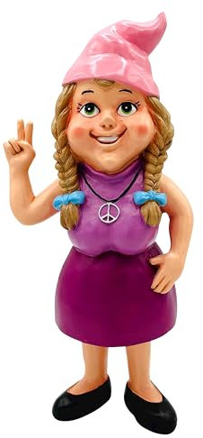 SEWAS Nain de Jardin – Femme naine – Nain de Jardin – Peint à la Main et résistant aux intempéries – Nain Moderne – Drôle de GNOME de Jardin – Figurine décorative