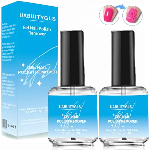 2 Pcs Gel Nail Polish Remover, Professional Acrylic Powder Nail Gel Polish Remover,Quickly Remove in 3-5 Minutes,No Foil Needed for Home DIY
