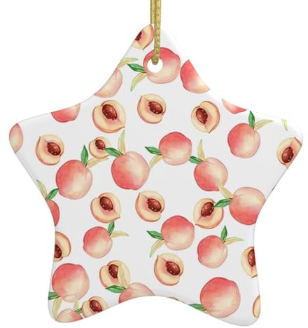 Rosa Pfirsichdruck Personalisierte Weihnachtskugel, Keramik Sternform Weihnachten Hängende Ornament, Weihnachtsbaumschmuck Für Freund Freundin Frau Xmas Geschenke