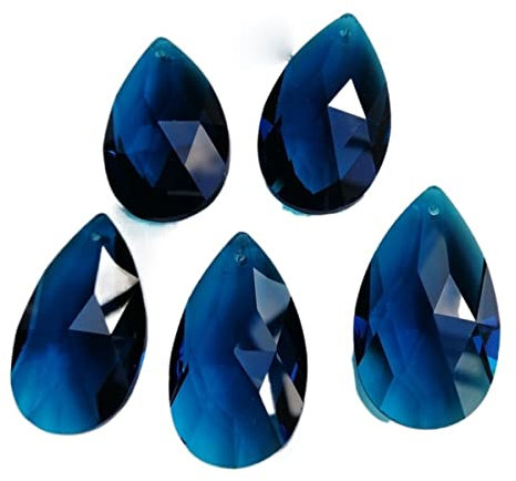 Kronleuchter Kristall Prismen Anhänger 5 STÜCKE 38mm Blau Mesh Form Tropfen Kristall Anhänger Prismen Lampe Teil