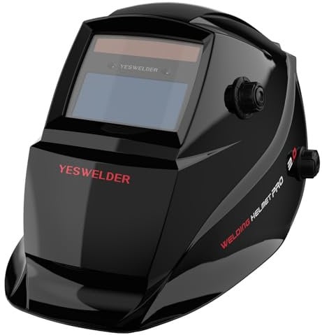 YESWELDER 1/1/1/1 Welding Mask True Colour Large View, Solar Powered Auto Darkening Lightweight Welding Helmet, Wide Shade 4/9-13 Weld Helmet Hood for TIG MIG ARC, Replaceable Battery Welding Cap