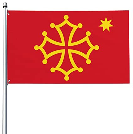 Aliment Drapeau de l'Occitanie (avec étoile) - 9,1 x 1,5 m - Décoration de jardin - Bannière d'intérieur - Famille - Vacances - Tendance - Décoration de fête