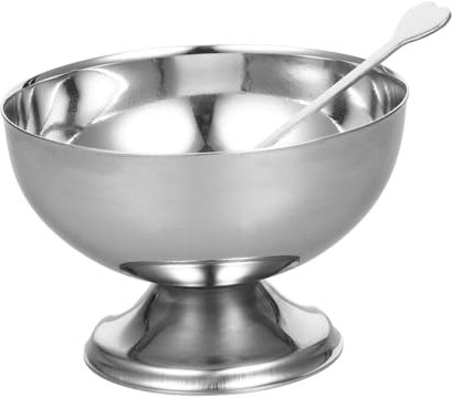 MAGICLULU 2 Pièces Coupelle à Dessert En Acier Inoxydable Plats D'assaisonnement Coupelles à Pudding En Acier Inoxydable Bol à Glace En étal Pieds Dorés Tasse Un Verre Saladier