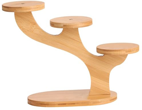 Wood Small Plant Stand 3 Tier Window Sill Plant Shelf Round Tabletop Plant Stand Space-saving Desktop Plant Table for Office/Bedroom/Dining Room/Study