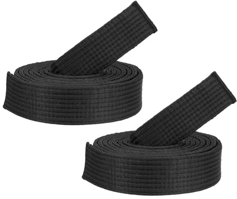 PATIKIL Taekwondo Colored Ranking Belts, 2 Pack 1.6 x9.2FT Polyester Martial Arts Colored Ranking Belt for Coach Teaching Practice, Black