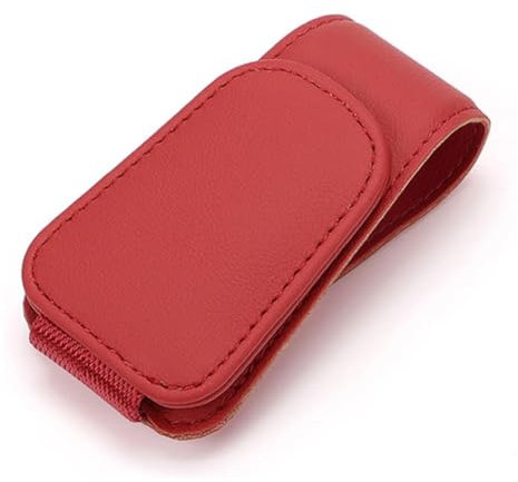 PARREN Auto Brillenhalter für Jaguar F-Type 2013-2022, Leder Brillenaufhänger Clip Sonnenbrillenhalter Brillenclip Visier Brille Halterung Zubehör,D/Red