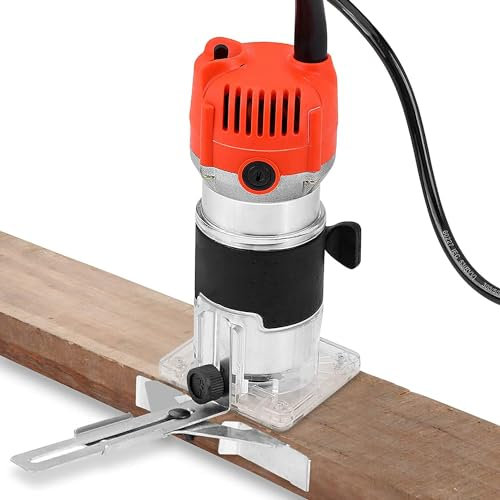 HINOPY Défonceuse électrique 800 W, 220 V - Fraiseuse à main en bois, Outil Bois, Fraiseuse a Lamelle avec base transparente