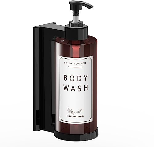 NICEME Soap Dispenser, Wall Mounted Shampoo Bottle, Hand Soap Dispenser, 300ml with Label for Bathroom, Kitchen or Hotel