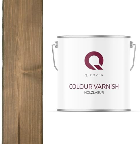 Q-Cover Holzlasur Braun-grau 7013, 5L (ca.25m²-1 Anstrich) Satin Holzschutz Holzschutzlasur Lasur Wasserbasierte Innen Außen Lasur Abperleffekt Für Holz