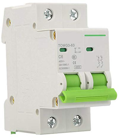 Leistungsschalter, Leistungsschalter, TOMG3-63 2P C-Typ Miniatur-Leistungsschalter Auslaufschutz 400 V AC Luftschalter, Miniatur-Leistungsschalter (6A)