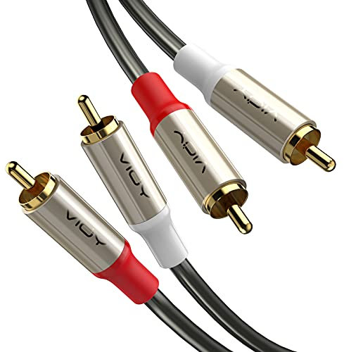 VIOY 5M 2RCA Male to 2RCA Male Stereo Audio Cable, Dual Shield Gold-Plated, Compatible with Home Theater, HDTV, Amplifiers, Hi-Fi Systems, Car Audio