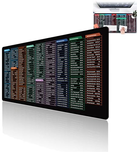 Anti-Slip Keyboard Pad,with Office Software Shortcuts Pattern,Cheat Sheet Desk Pad,Large Thick Non Slip Rubber Base Stitch Edge Shortcut Keyboard Mat (B,Medium)
