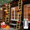 Purpledi LED Weihnachtsmann Leiter Lichterkette - 3 Meter 310 LED Weihnachtsbeleuchtung Außen mit Santa, Lichterkette Weihnachtsbaum Fenster 8 Modi, Warmweiß Stecker für Fenster Weihnachten Deko