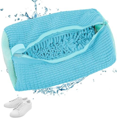 EUIOOVM Bolsa de lavado de zapatos para lavadora, cremallera, bolsas de lavandería antideformación, ligeras y portátiles, reutilizables (azul 1 piezas)