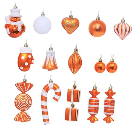 Fenteer 16x Weihnachtsdeko Kugeln Orange Weihnachtskugeln Bruchsicheres Dekor Niedliche Christbaumschmuck Weihnachten Kleine Anhänger