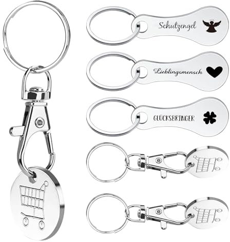 Niaciswe Metall Einkaufswagen Schlüsselanhänger - 6 Stück Einkaufswagenlöser und Abnehmbarer Einkaufswagenchip für Einkaufswagen