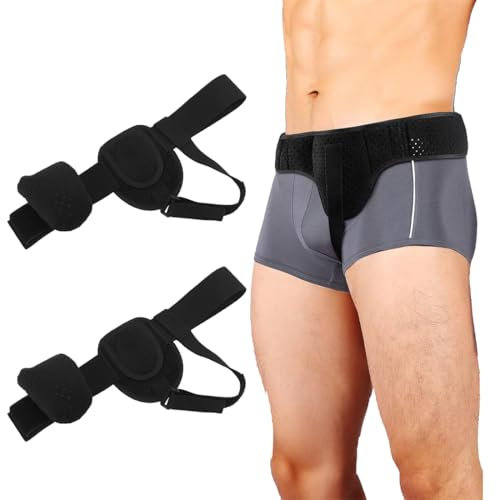 Hernie Leistenbruch Gürtel, 2 Stück Herniengürtel für Männer und Frauen Flexibel verstellbarer, Herniengürtel Hernienstütze, Schmerzlinderung mit abnehmbaren Kompressionspolstern