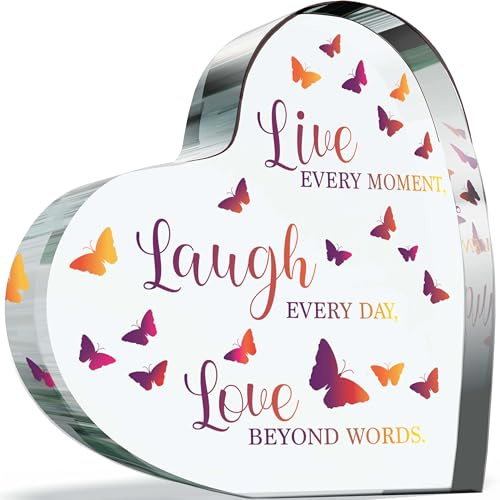 Haushaltsgeschenke für Freunde und Familie – Live Laugh Love – Acryl-Herzschild Andenken Geschenk für Freunde, 100 mm x 100 mm, Geschenk für Familie, beste Freunde, beste Geschenke