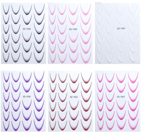 XOXVURI 6 Sheets Of French Nail Art Stickers French Unghie Adesivi Self-Adhesive Nail Stickers French Nail Art Stickers