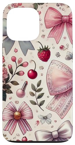 Delicate Floral Bows and Cherry Blossom Pattern Case for iPhone 13 Pro Max