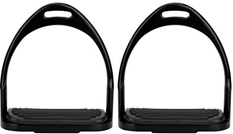 Gavigain Buntes Reitbügel mit Reitbügel Anti -Gewicht Reitaluminium Steigbügel für optimales Komfort Reiten (Black)
