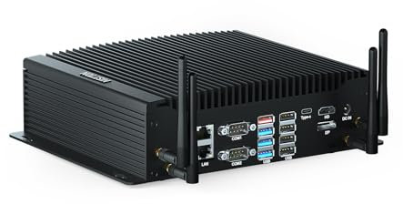 HISTTON Fanless PC Industriel, Mini Computer Core i7-10710U, DDR4 16GB 512GB SSD+1TB HDD, Micro PC with RS232/485 COM, HD+DP+Type-C 4K Triple Display, 2 LAN, GPIO, WiFi, BT4.2, Windows 11 Pro Mini PC