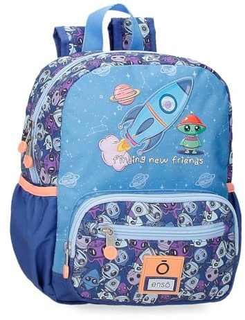 Enso New Friend Kinderrucksack, Schulrucksack, aus Polyester, multidirektionale Doppel-Drehräder, mehrere Verwendungsmöglichkeiten, blau