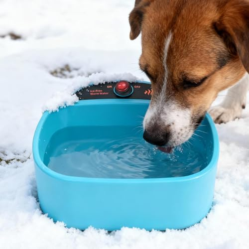 Beheizter Wassernapf für Hunde, Diealles Shine 2.5L Beheizter Haustiernapf, Beheiztes Frostschutz Tränkebecken, 1.8M Anti-Bite Kabel, Beheizbarer Wassernapf für Hunde Katze Hasen Hühner im Winter
