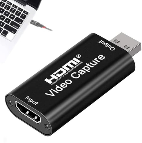 afhgdjr Adaptador HDMI USB,Adaptador USB a HDMI,Tarjeta de adquisición de vídeo 1080p,Tarjeta de captura portátil Plug and Play para transmisión en vivo, grabación de vídeo o transmisión
