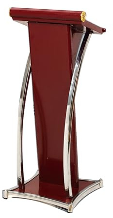 Zynqra Rednerpultständer Metall-Rednerpult (120 cm Höhe), gebogenes Stehpult mit breiter Lesefläche, für Büro, Restaurant, Seminar, Hochzeit, Kirchen(Red)