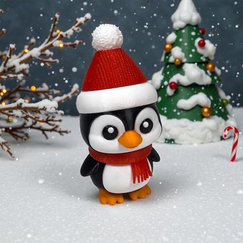 GOROCH Weihnachts-Pinguin „Frido“ – Weihnachtsdeko Figur, Winterdeko, Geschenk zu Weihnachten, Kleiner Deko-Pinguin, süßer Weihnachtsschmuck, Geschenkidee für Advent & Nikolaus (132×65 mm)