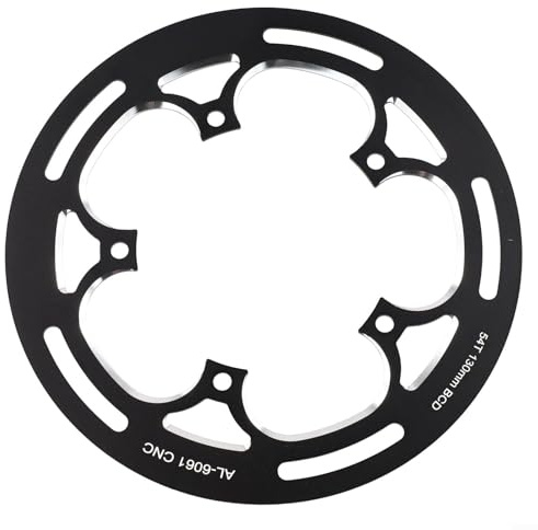 Protector de plato de bicicleta para BCD 130 mm 50-54T de aleación de aluminio protege el plato de arañazos y mantiene la ropa limpia durante el ciclismo (negro)