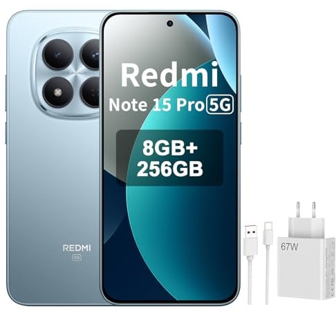 XIAOMI REDMI Note 15 Pro 5G Smartphone 8+256GB, Schermo 6,83 1.5K AMOLED, MediaTek Dimensity 7400-Ultra, Fotocamera da 200MP, Batteria da 6580mAh, Blu Glacier, Included 67W Charger