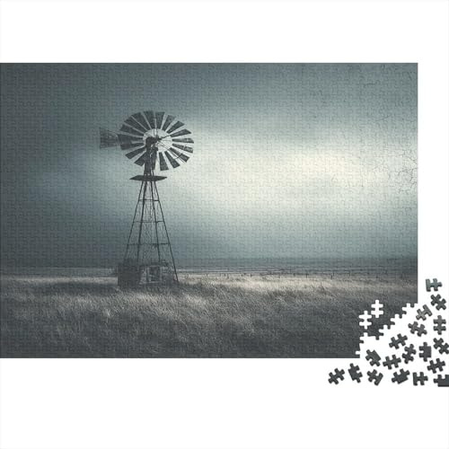 Rural Windmill—Vintage Rural Scene Jigsaw Puzzles Windmill Field Educational Game for Adults And Kids 12+, Decompression & Gift Giving 38x26cm/1000pcs