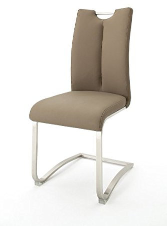 123wohndesign 2er Set Freischwinger, Stühle, Schwingstuhl, Schwinger, Küchenstuhl, Sitzgelegenheiten, Besucherstuhl, Wartezimmerstuhl Kunstleder Cappuccino #ARTOS