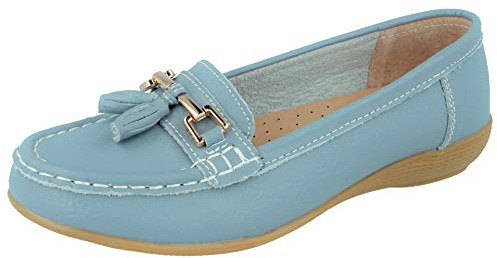 Jo & Joe Ladies LR Nautical Loafer Flatform Shoes Baby Blue UK 3