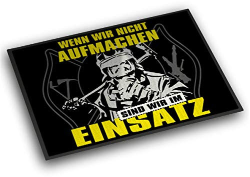 Roter Hahn 112 Einzigartige Feuerwehr Fussmatte 60x40cm Wir sind im Einsatz Fußmatte Vorleger Abstreicher