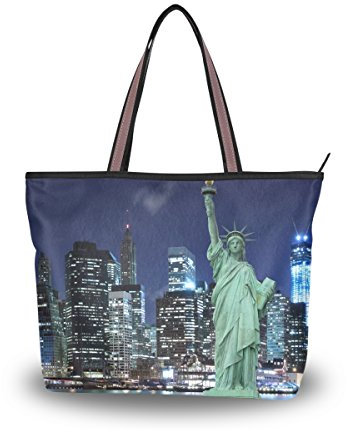 JSTEL Damen-Handtasche mit Henkel und Freiheitsstatue New York City Muster Gr. L, C 1