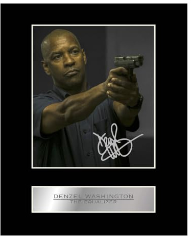 Denzel Washington signiertes Foto mit Passepartout, The Equalizer, signiert, Geschenk