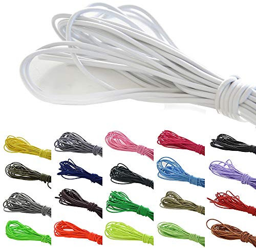 Roban Fashion 10 m elastische Gummikordel 3mm Gummischnur Elastische Kordel Hutgummi Auswahll aus 32 Farben,Weiß
