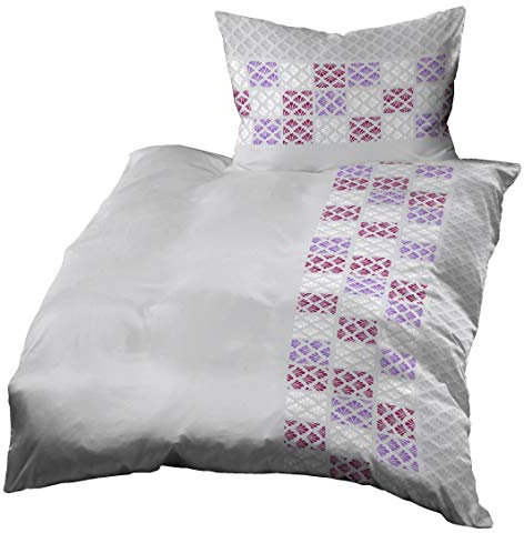 Gerald Wittmann Bettwäsche 140x200 cm + 70x90 cm, Mikrofaser, Kariert Lila Grau