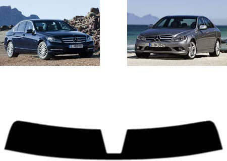 Sonnenblendstreifen für-Mercedes C Class W204 4-Türen Limousine 2007-2013 Passgenaue Tönungsfolie (05% Tiefschwarz)