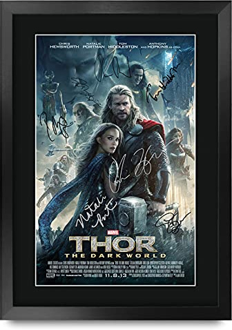 HWC Trading A3 FR Thor 2 The Dark World Chris Hemsworth und Cast Geschenke Printed Poster Autogramm Bild für Film-Memorabilia Fans - A3 Eingerahmt