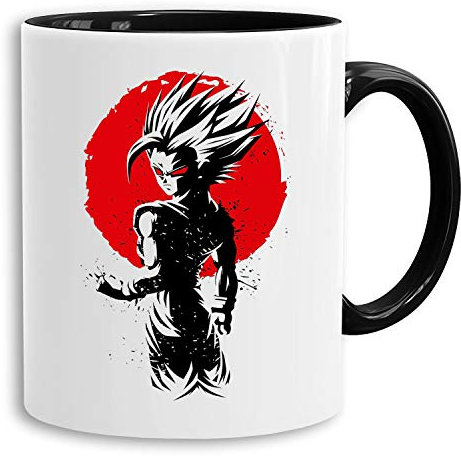 Red Sun Gohan - vaso cafetera regalo Mug Son Ruffy Luffy Zoro Saitama One Dragon Master Goku Ball Vegeta Roshi Piece Db, Farbe2:Blanco
