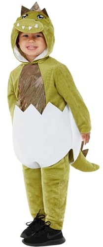 Smiffys Deluxe Kleinkind-Kostüm Schlüpfender Dino, Grün, Einteiler mit Kapuze und Hose Halloween
