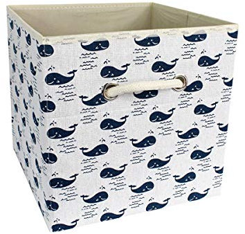 Aufbewahrungskiste Spielzeugkiste Faltbar Aufbewahrungsbox ohne Deckel, Kinder Spielzeug Organizer Aufbewahrungskorb für Kleidung Faltbox Vorratsbehälter aus Baumwollgewebe (Wal) 28*28*28cm