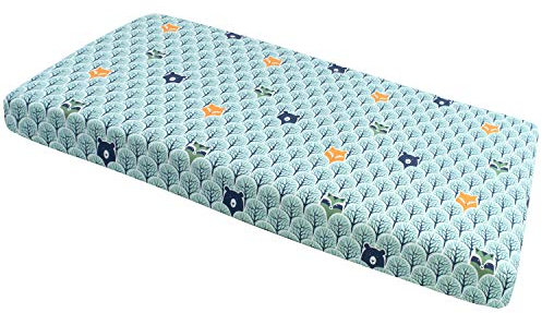 Medi Partners Spannbettlaken 60x120 Baby Bettlaken Kinderbett Spannbetttuch 100% Baumwolle - Fitted Kinder Sheet Bettwäsche Babymatratze Schlafsack Babybett (Wald mit Minze)