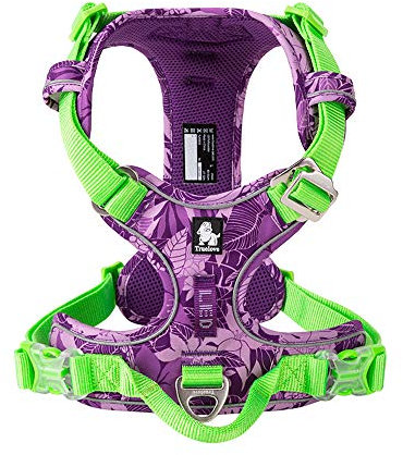 WINHYEPET True Love No-Pull Hundegeschirr, verstellbare Außenweste Reflektierendes Nylon-Geschirr für weiche Haustiere Hund Geeignet Kleine Mittelgroße Rassen TLH5653 (Amouflage Lila, L)