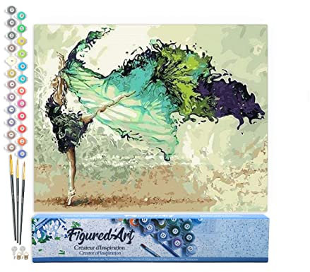 Figured'Art Peinture par Numéro Adulte Ballerine Moderne - Activité Manuelle Kit de Loisir Créatif DIY Numéro d'Art Complet - 40x50cm sans châssis en bois